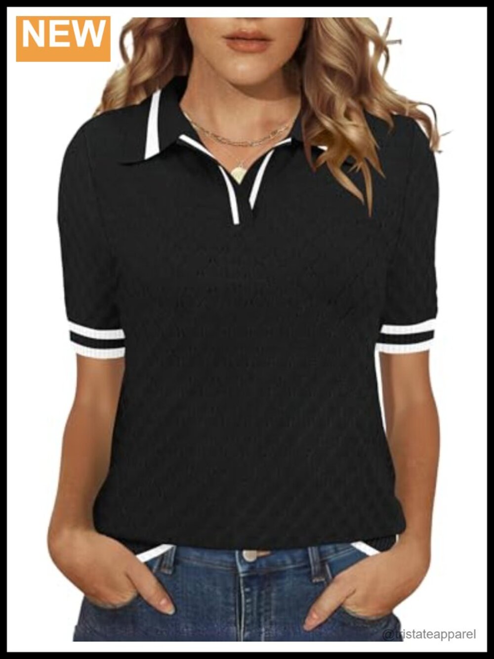 Women's Short Sleeve Knit Polo Pullover Sweater 100% Viscose Lightweight Preppy